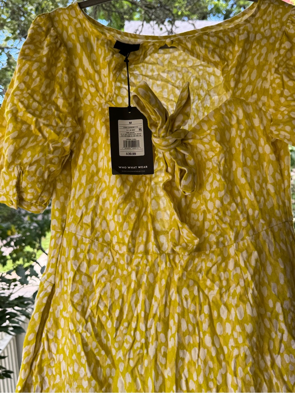 Who What Wear Yellow and White Printed Short-Sleeve Maxi Dress - Picture 3 of 9